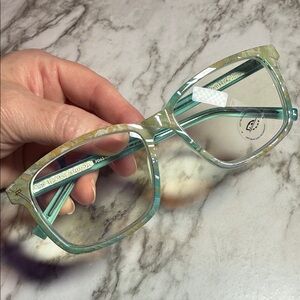 Prive Revaux 3.5 Readers Green Pearl Gold Marble Frames Blue Light NWOT